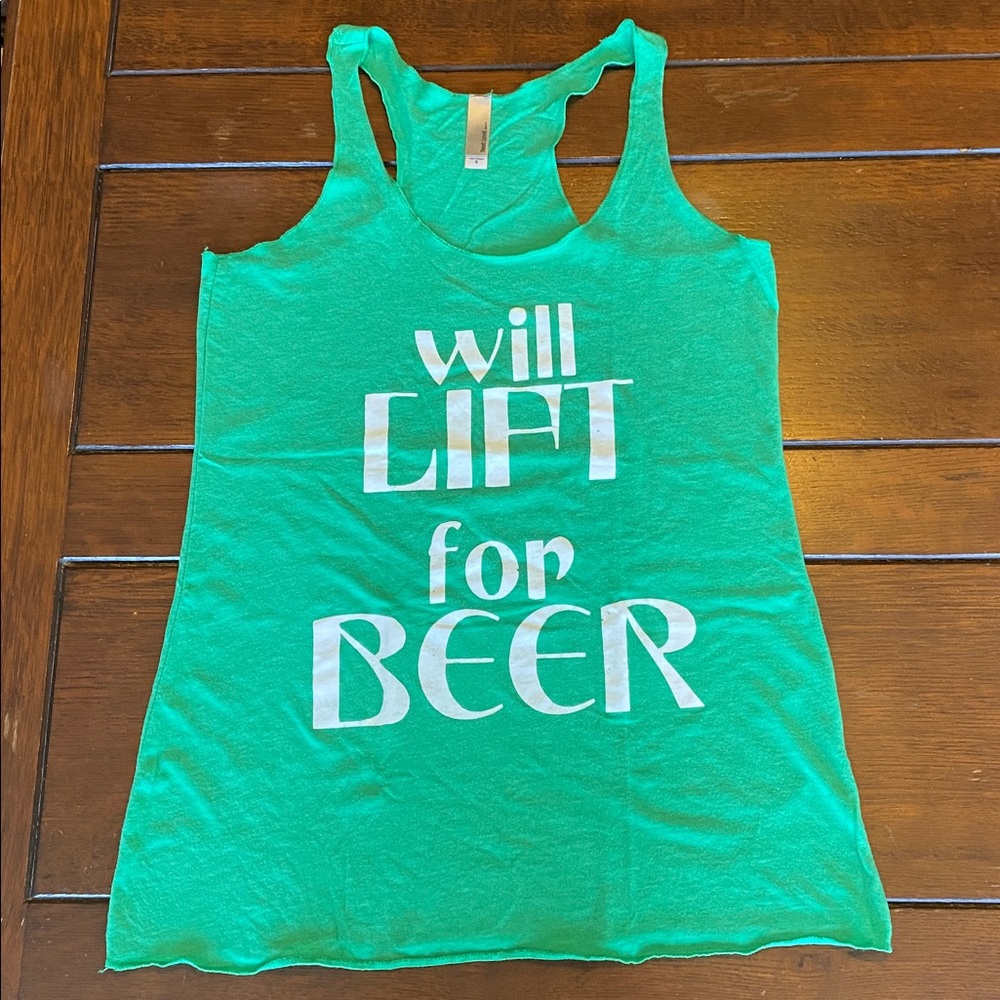 Next Level Apparel Green Graphic Racerback Tank Top Women’s Small